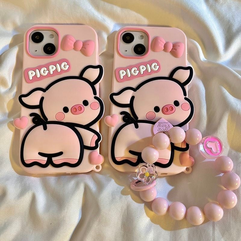 Cute Pink Pig Silicone iPhone Case