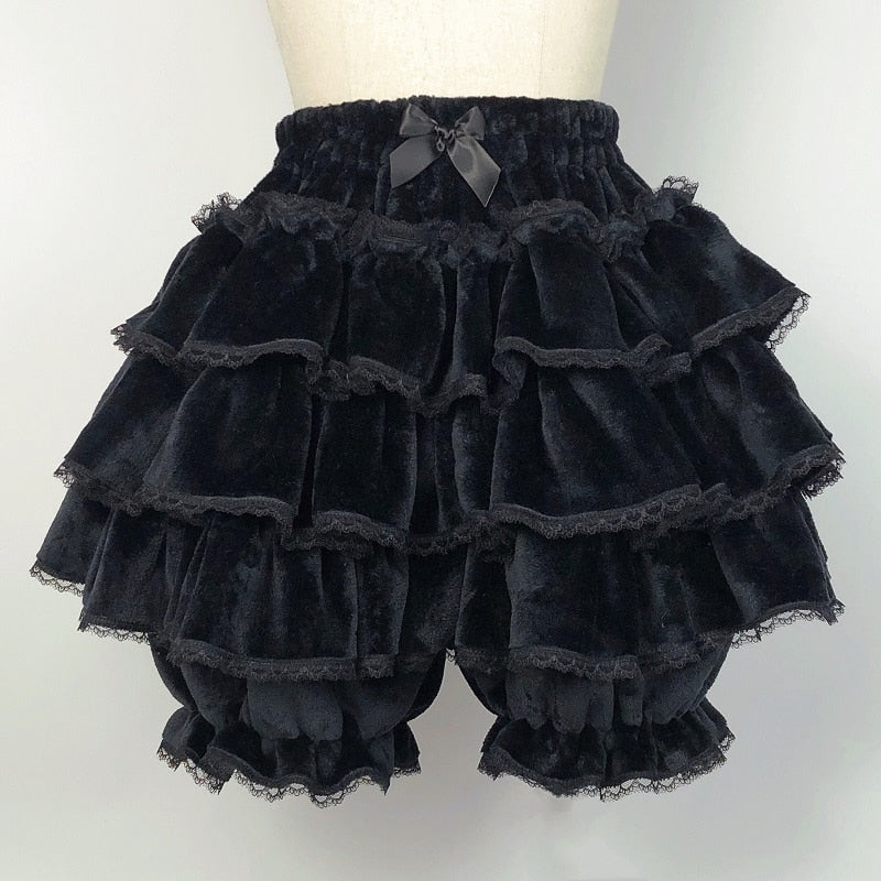 Multilayer Fleece Ruffles Shorts