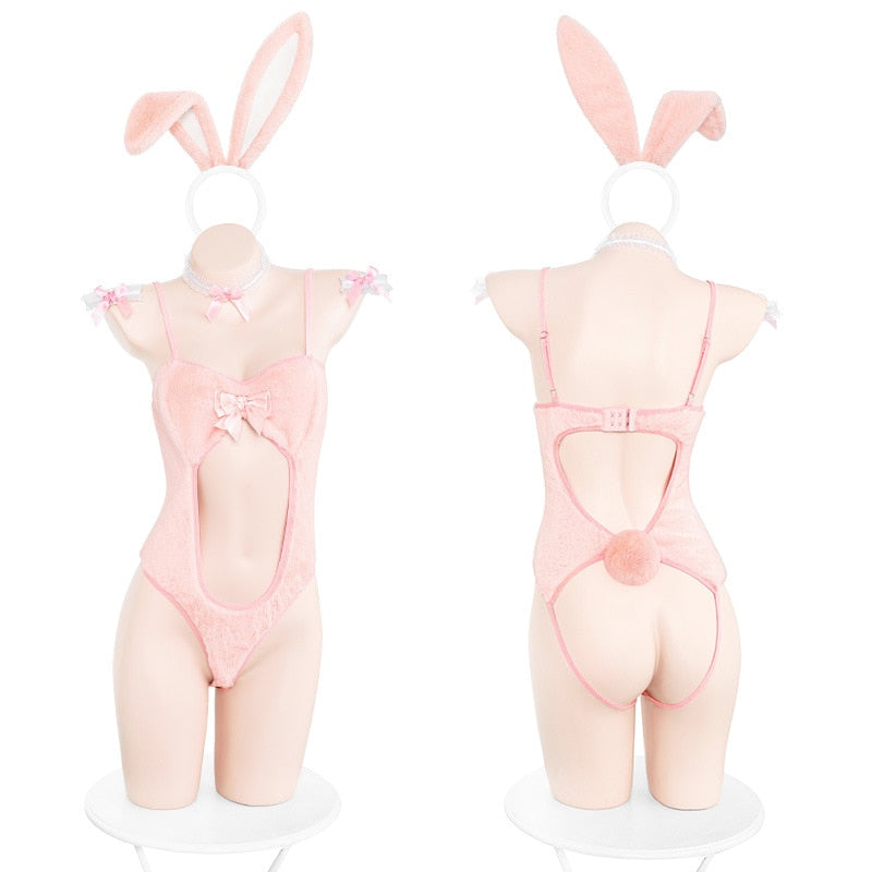 Cute Pink Plush Bunny Jumpsuit