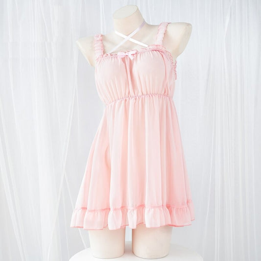 Cute Girly Pink Transparent Chiffon Nightdress