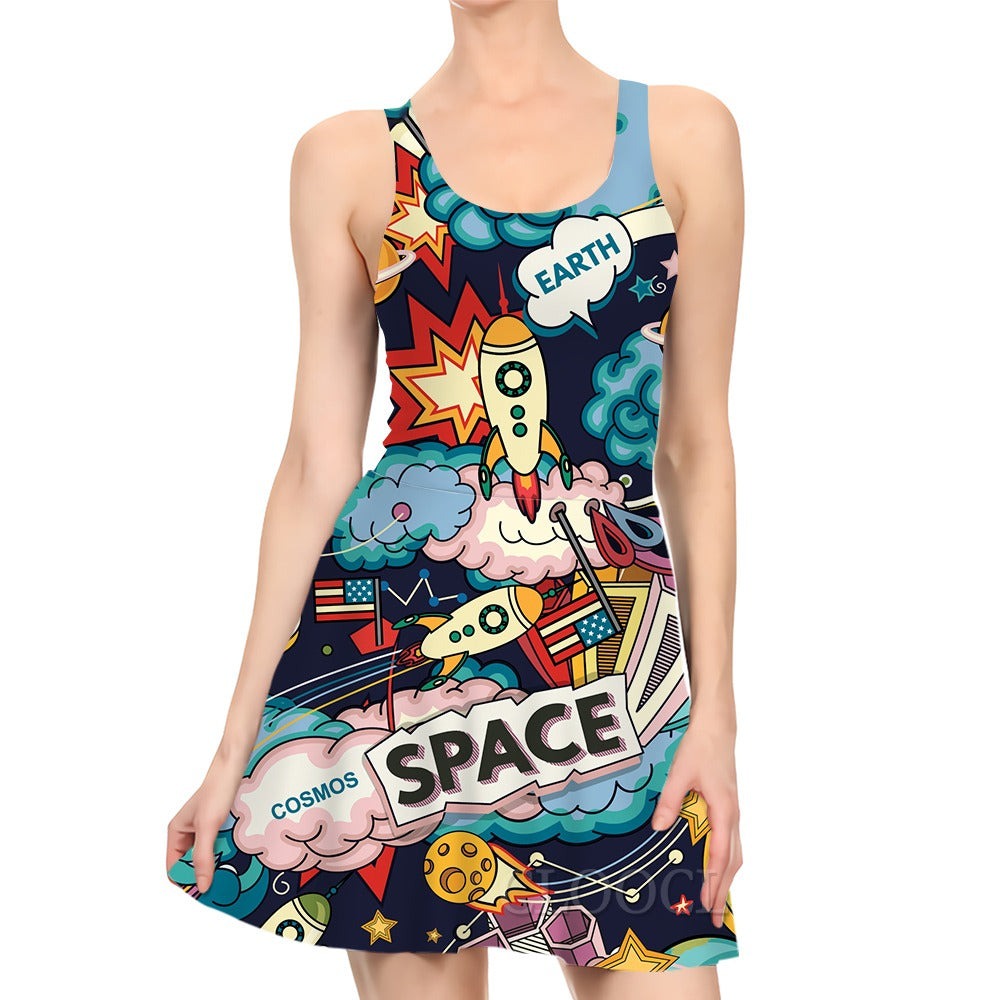 Cosmos Space Galaxy Cartoon Dress