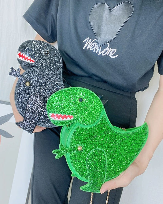 Cute Glittery Dinosaur Crossbody Bag