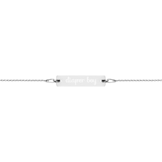 ABDL Diaper Boy Engraved Silver Bar Chain Bracelet