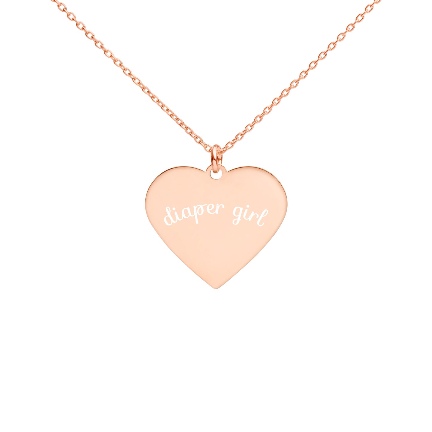 ABDL Diaper Girl Engraved Silver Heart Necklace