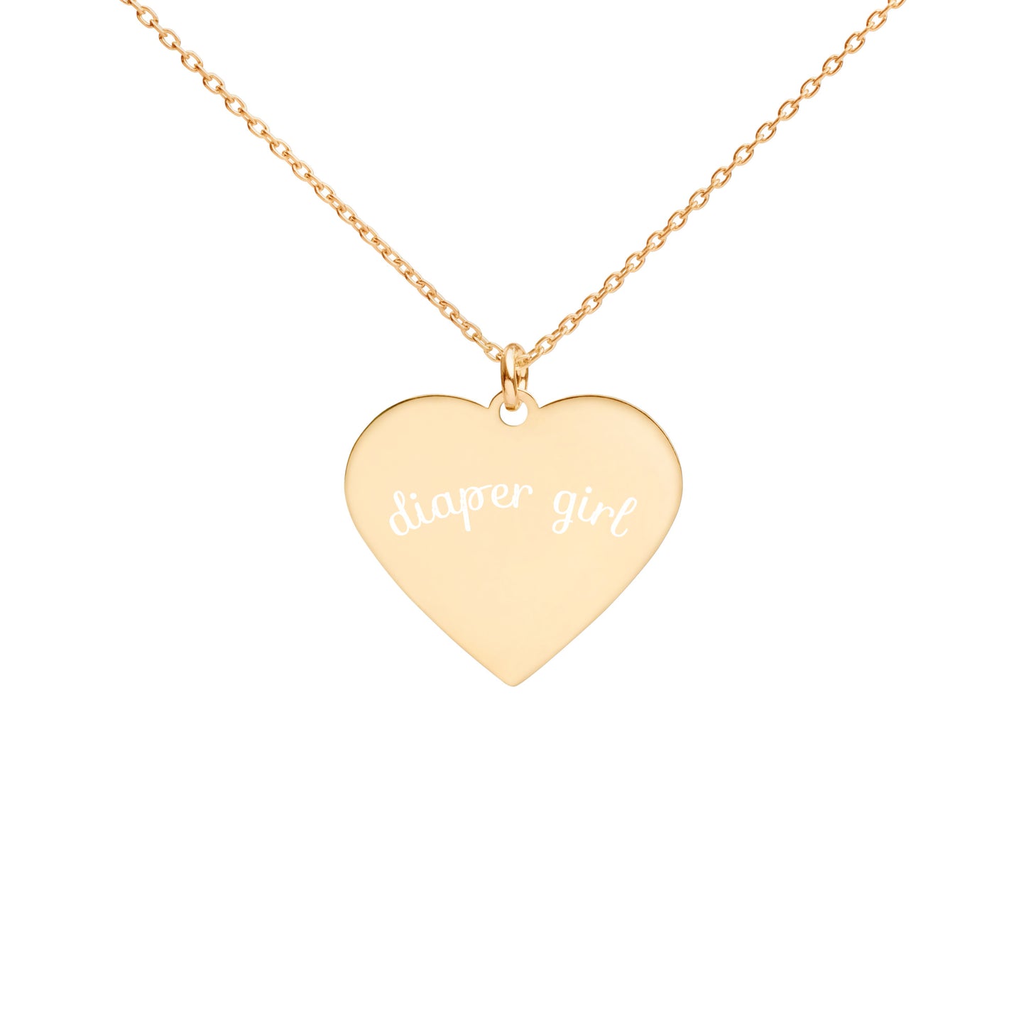 ABDL Diaper Girl Engraved Silver Heart Necklace