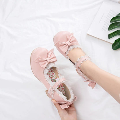 Ruffles & Bowknot Lace Princess Sissy Shoes