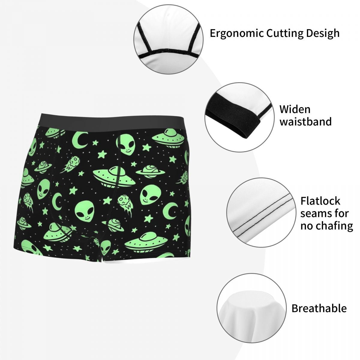 Whimsical Playtime Charm: ABDL Men's Aliens Cartoon Boxer