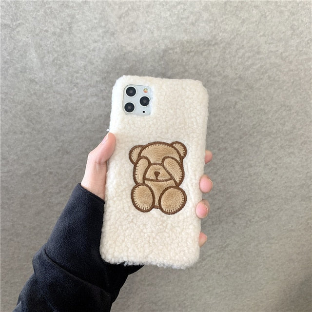 Fuzzy Bear Cell Phone Case (For iphone 11 Pro Max 6 6s 7 8 plus)