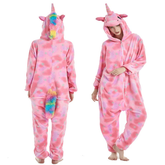 Cute Hooded Unicorn Flannel Onesie