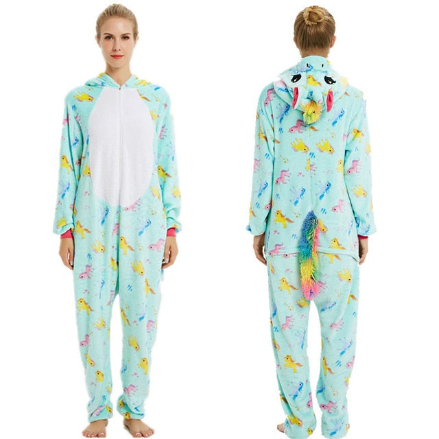 Cute Hooded Unicorn Flannel Onesie