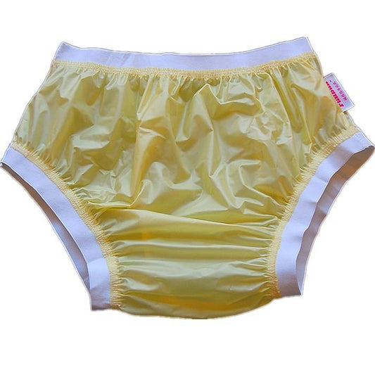 Yellow Wide Elastic Non-Disposable Plastic Diapers