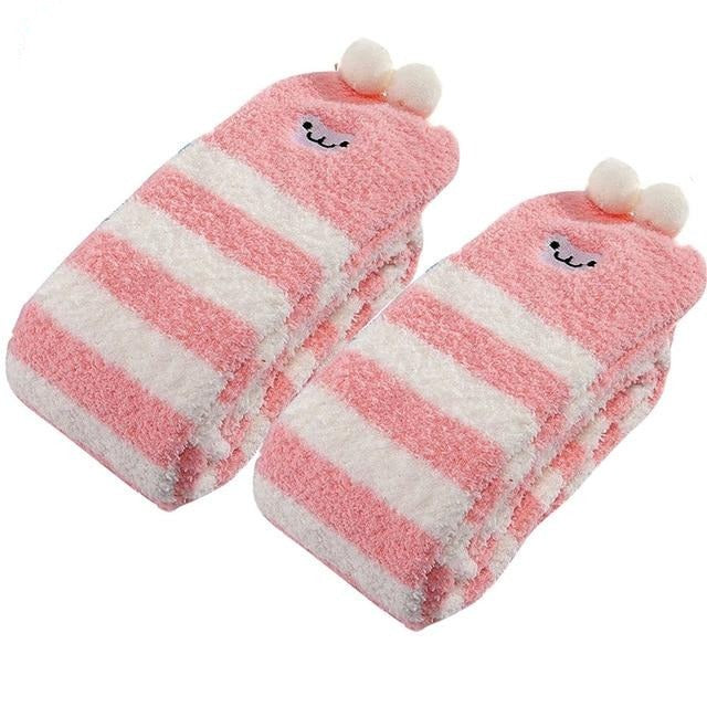 Cute Long Striped Fleece Socks