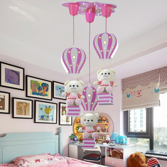 Cute Hot Air Balloon Teddy Bear Chandelier Lamp