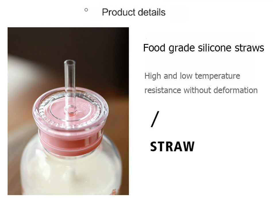Cute Piggie Glass Milk Bottle With Straw