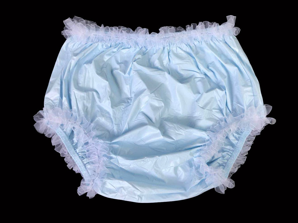 ABDL Baby Blue Frilly Plastic Briefs