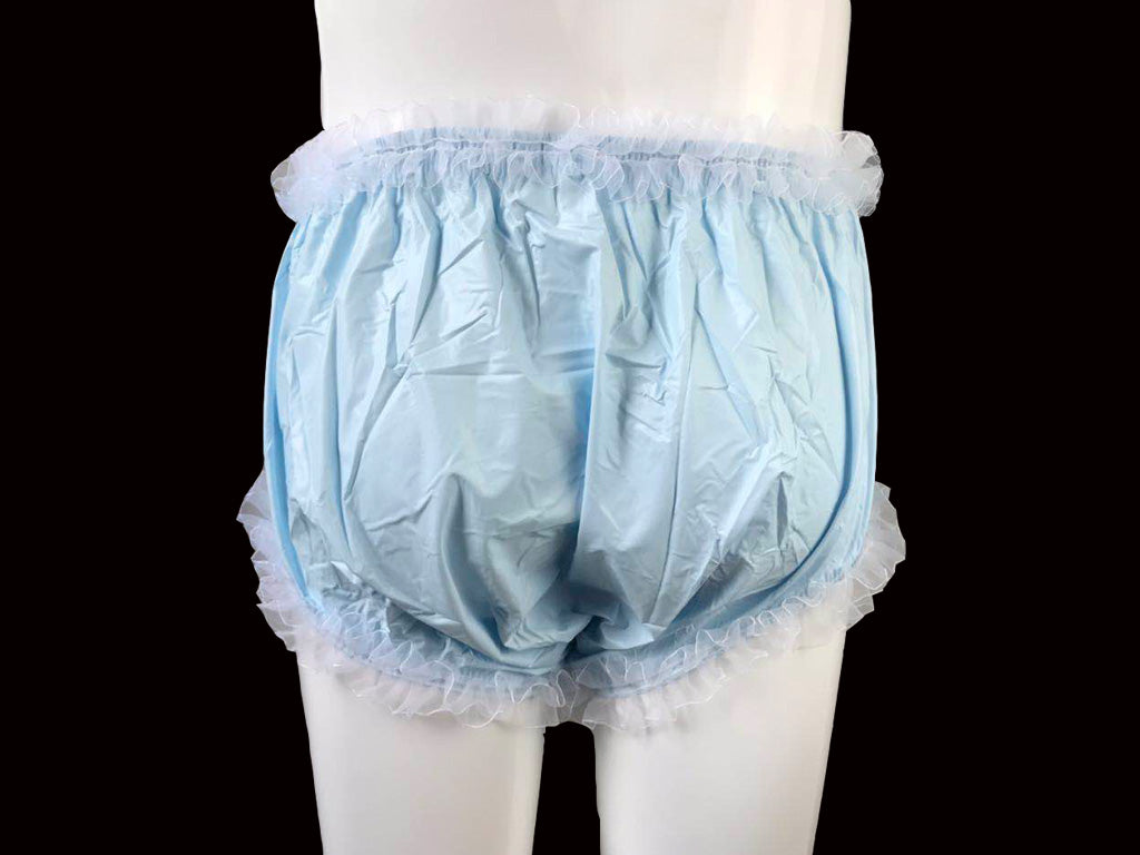 ABDL Baby Blue Frilly Plastic Briefs