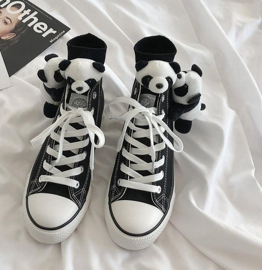 Cute Panda High Tops Canvas Shoes