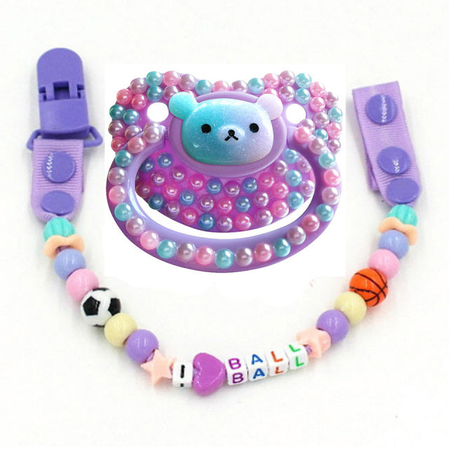 Little Bear Adult Pacifier & Clip Holder Set