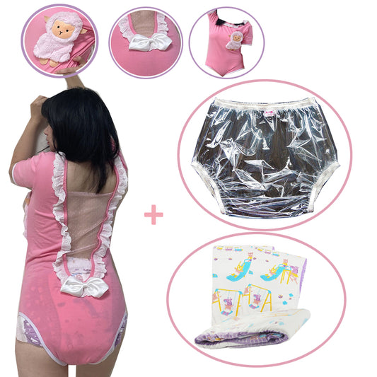 Pink Onesie & Reusable Panties Set