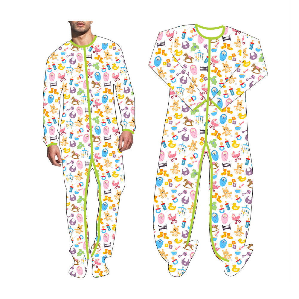 ABDL DDLG Adult Baby Footed Sleeper Pajama Set