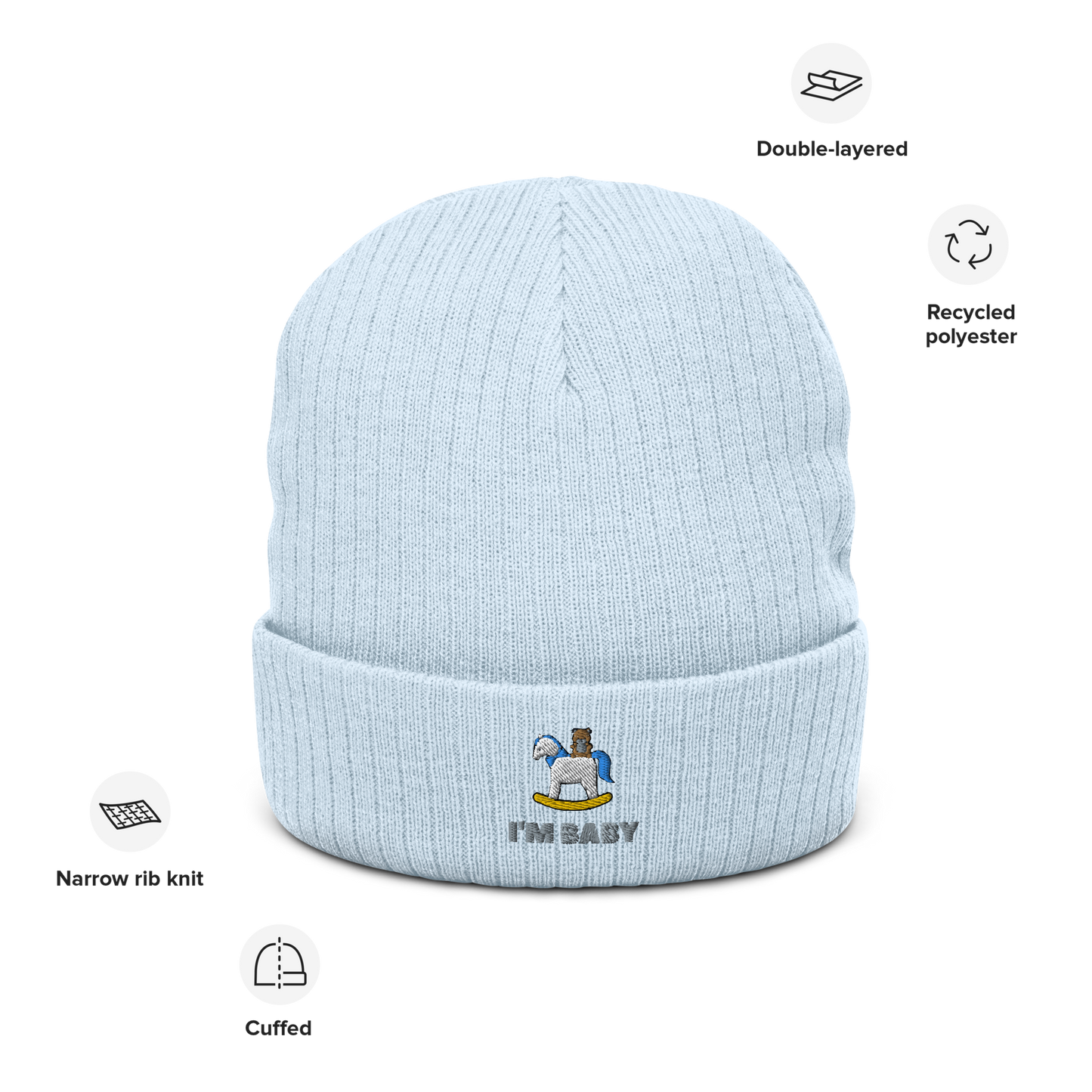 I'm Baby ABDL Ribbed Knit Embroidered Beanie