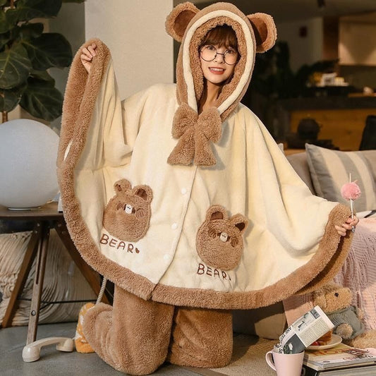 ABDL Warm Hooded Bear Pajama Set