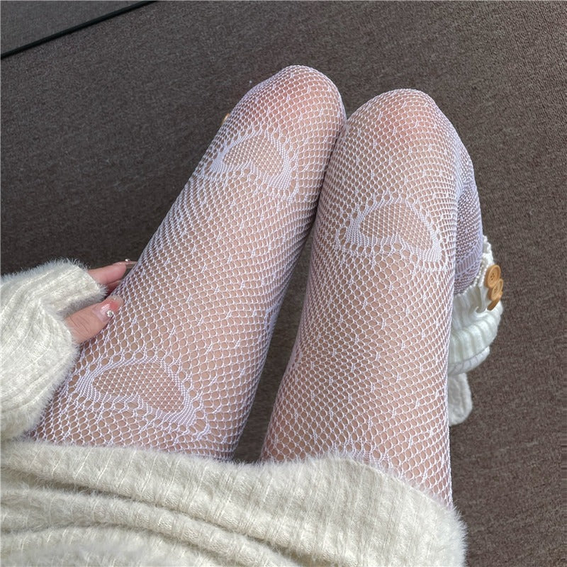 Cute Heart Fishnet Stockings