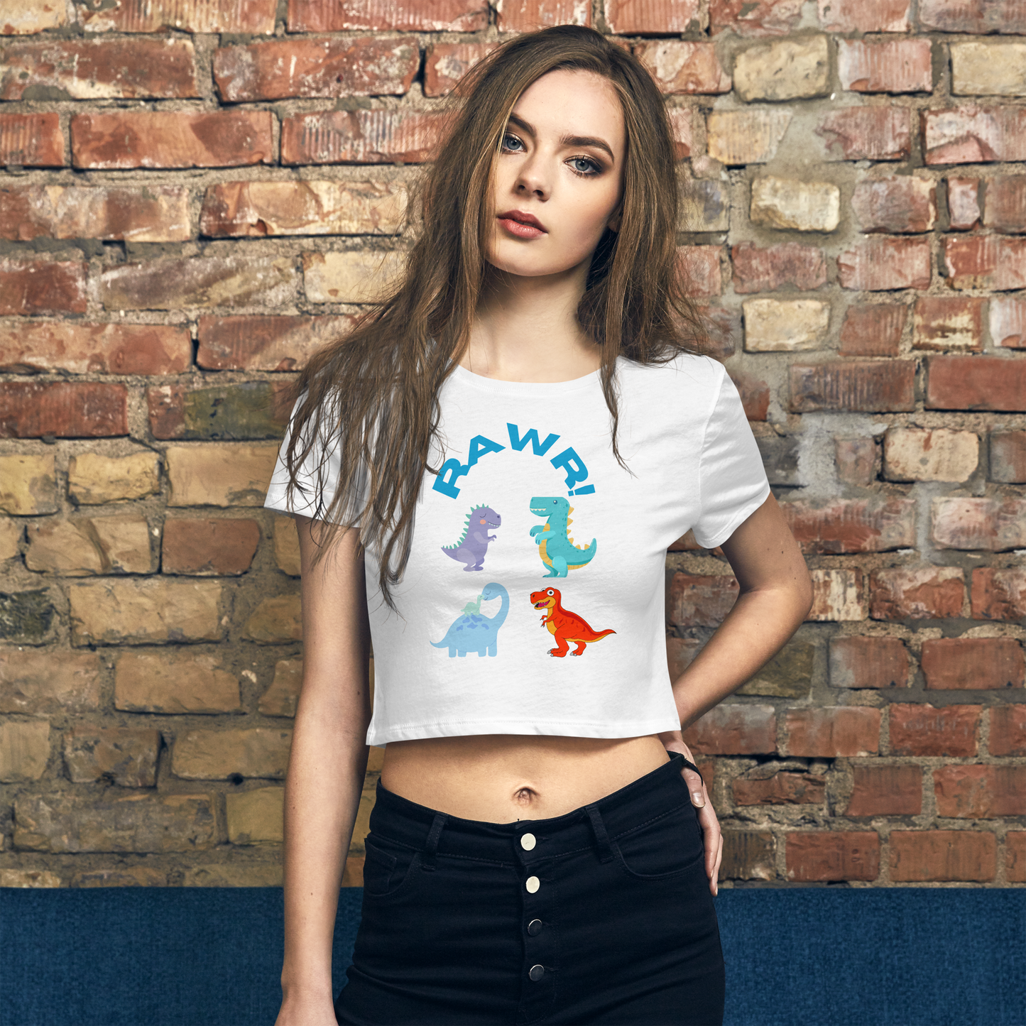 RAWR! Cute Dinosaur Crop Tee