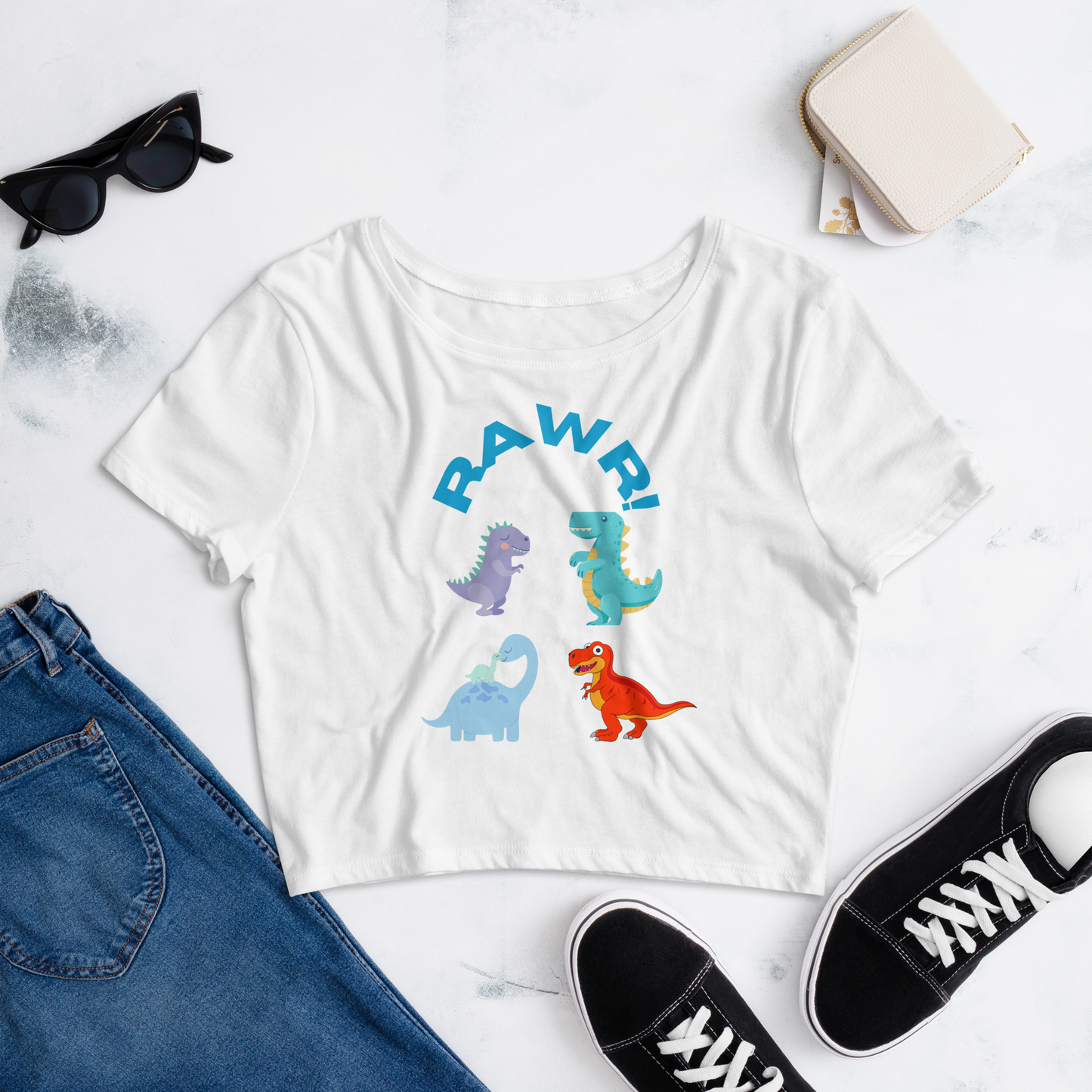 RAWR! Cute Dinosaur Crop Tee